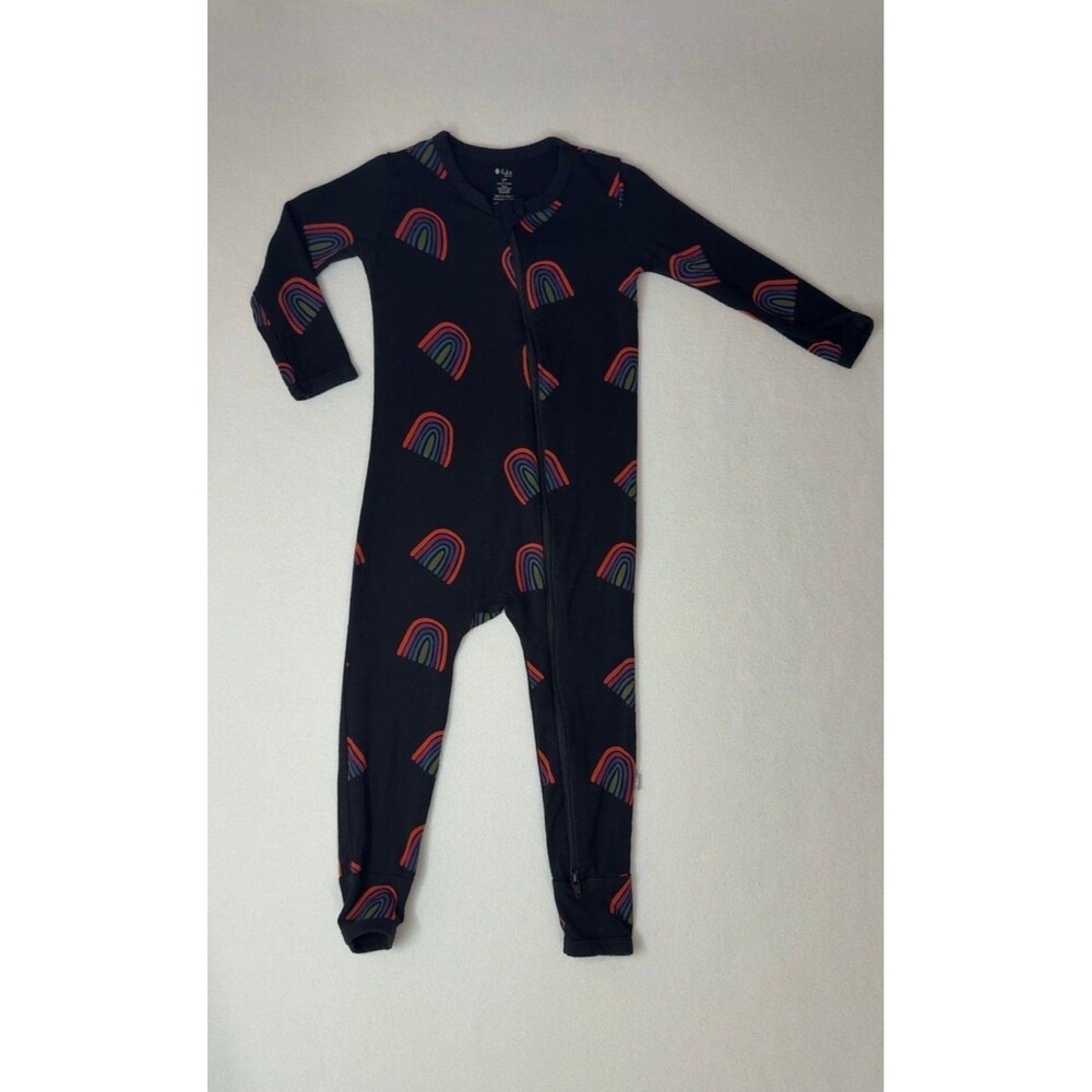 Kyte Baby Black Clementine Rainbow Bamboo Zipper Footie Pajamas Sleeper 2T